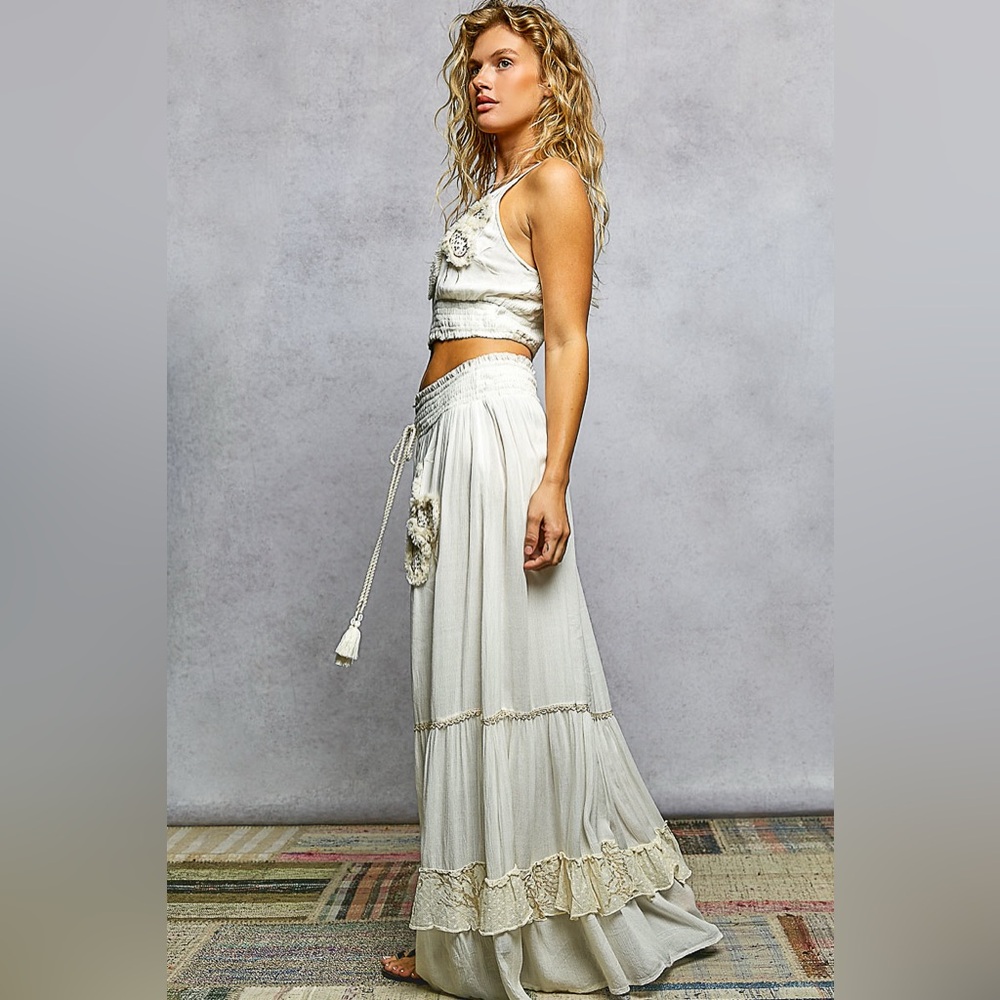 POL SET Embroidered Boho-Chic Viscose Two-Piece - Picture 2 of 11